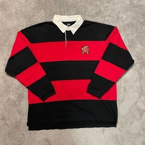Pro Player Maryland Terrapins Rugby Shirt Mens XL Striped Red Black Logo
